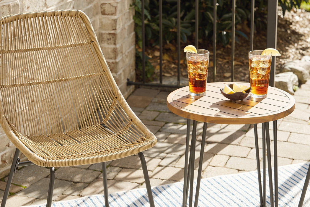 Coral Sand Light Brown/Black Outdoor Chairs with Table Set (Set of 3)