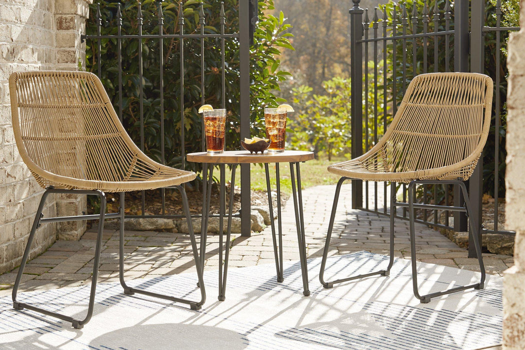 Coral Sand Light Brown/Black Outdoor Chairs with Table Set (Set of 3)