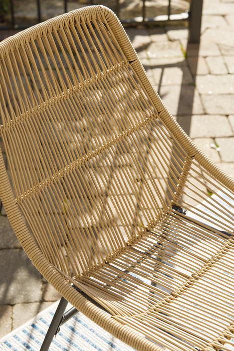 Coral Sand Light Brown/Black Outdoor Chairs with Table Set (Set of 3)