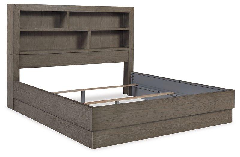 Anibecca Weathered Gray King Bookcase Bed